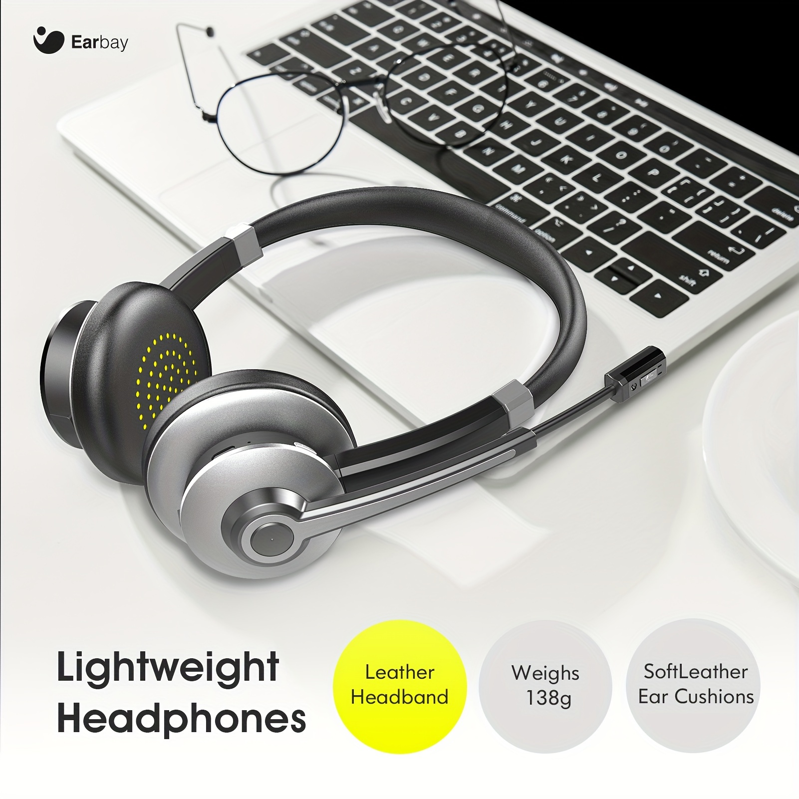 New Bee-auriculares USB con micrófono silencioso para PC, cascos de  negocios de 3,5mm con