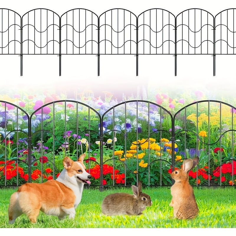 

10pcs Rust-proof Metal Garden Fencing With Animal Barrier, No-dig Rabbit & Dog Fence Panels For Outdoor Flower Gardens & Yard Landscaping