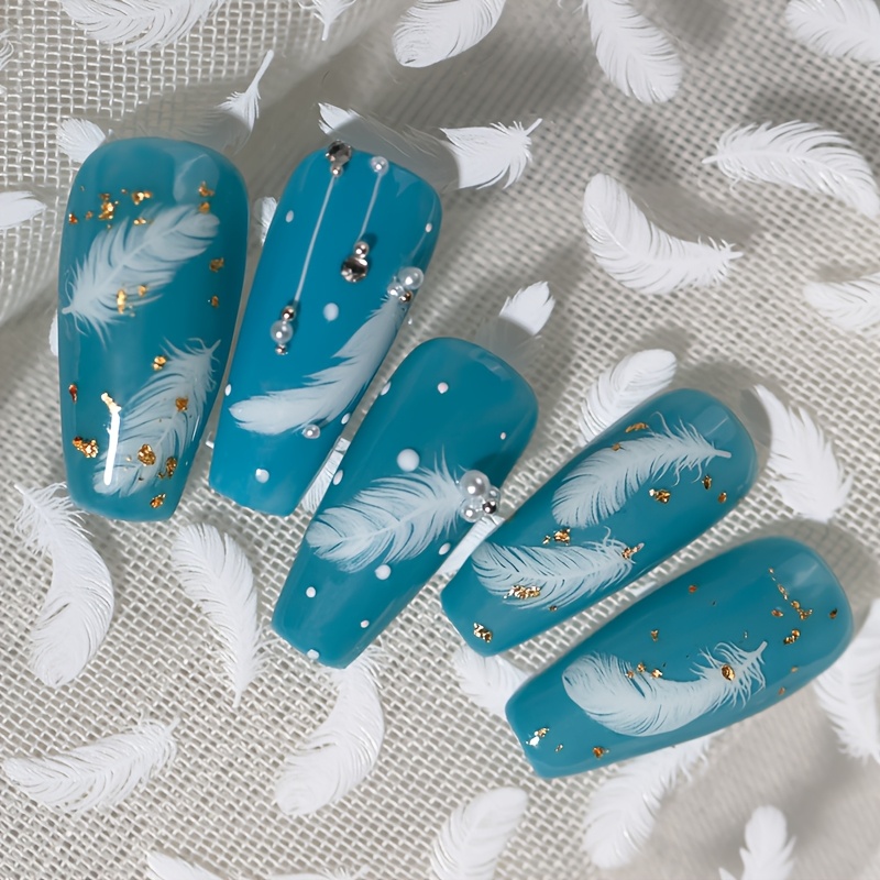 

Chic Geometric, Elegant Ballet- Feather Nail Art Stickers - Self-adhesive, Matte Decals For Easy Manicure