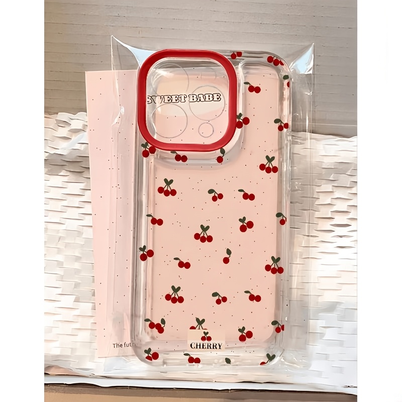 

Floral Cherry Transparent Tpu Pattern Mobile Phone Case With Anti-fall, Suitable For Iphone16promax/15/14plus/13/12/11 Protective Case