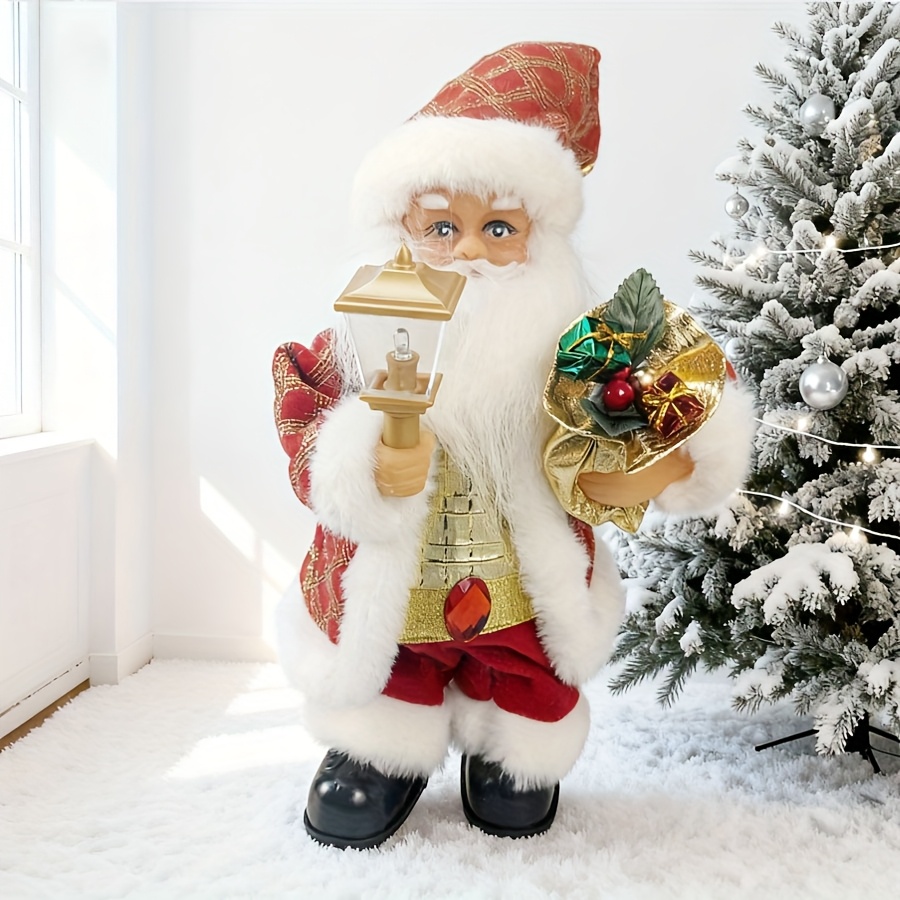 TEMU Julepynt Dansende Santa Claus Figursett, Santa Claus med Lysveske med og Sangfunksjon, Batteri Ikke Inkludert, Santa Claus Sett til Festutstyr,