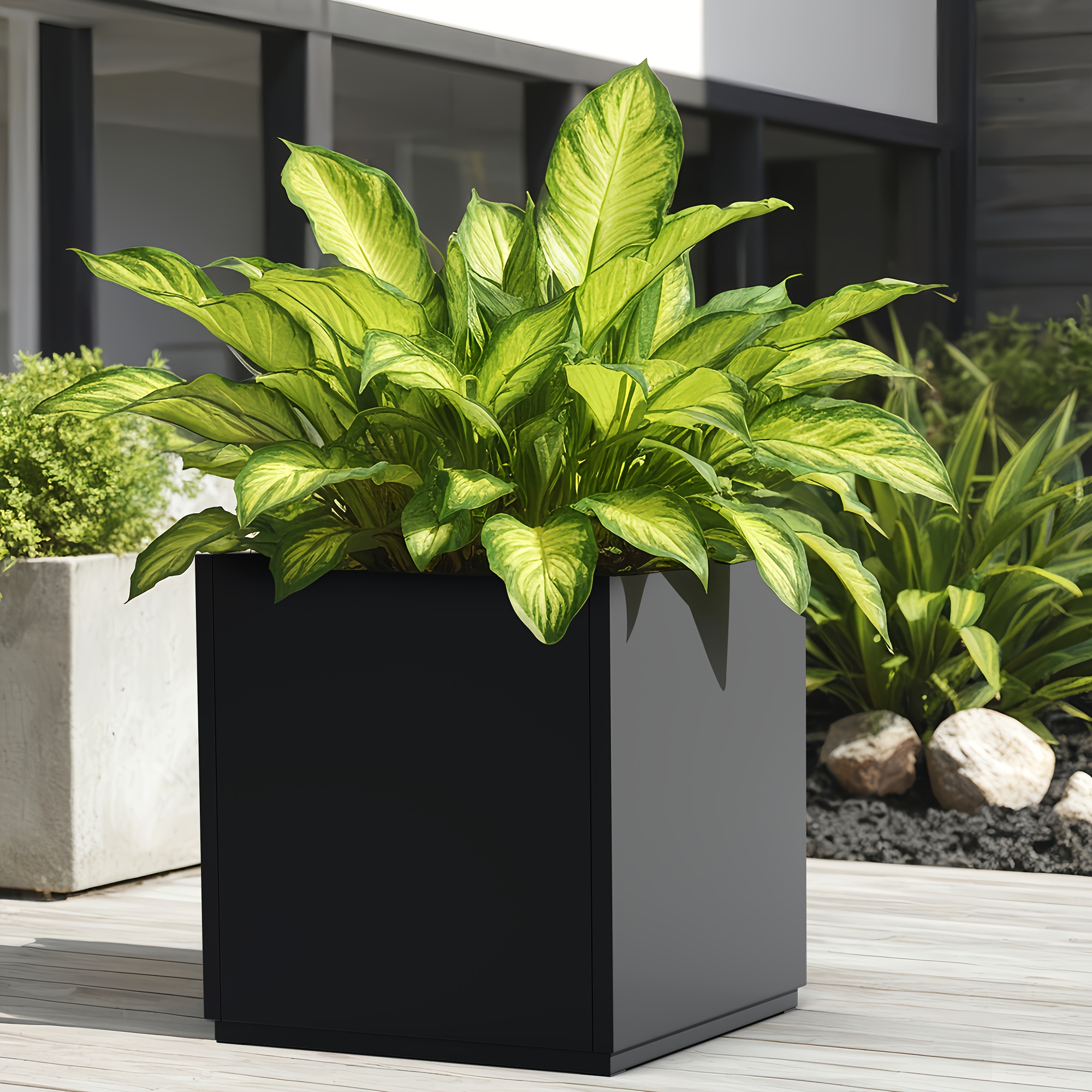 

Large Square Planter, Cube Planter For Outdoor Plants, Metal Square Planter Box, 17"l X 17"w X 18"h