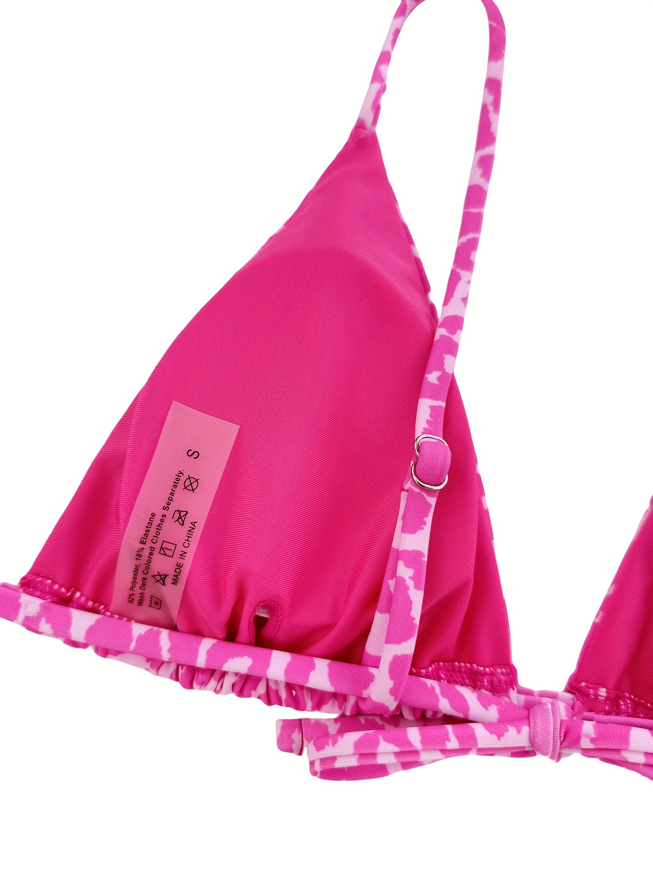 European and American New Leopard Print Triangle Cup Bikini Women's Sexy Beach Swimsuit Top Adjustable Drawstring Swimsuit