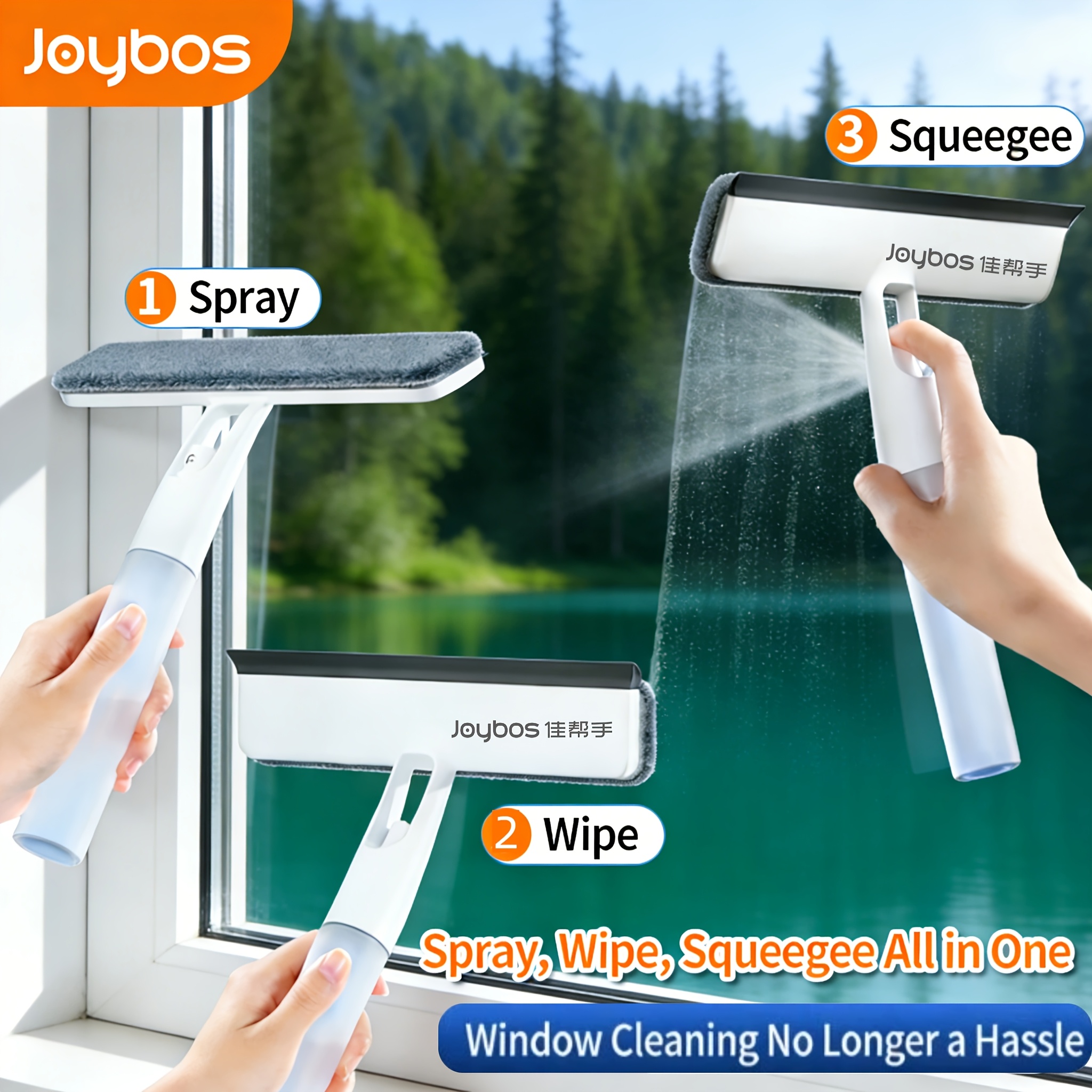 TEMU 3-in-1 And Mirror Scraper With Removable Microfiber Cloth - Spray Mop And Squeegee, Household Glass Cleaning Wonder, Bathroom Mirror Brush, -one