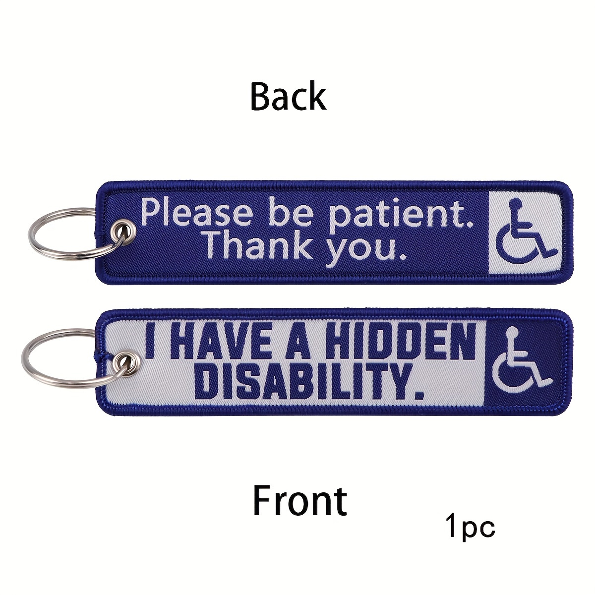 

Hidden Disability Awareness Keychain - 1pc Alloy Rectangle Keyring With Split Ring, Cartoon Theme, Floating Feature, No Power Required