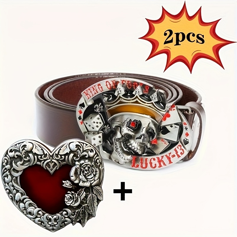 Vintage Gothic Punk Style Leather Belts Set for Men