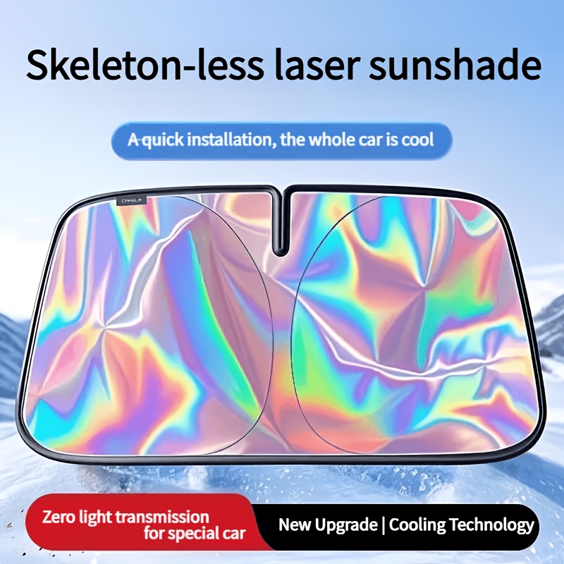 TEMU 1pc Foldable Laser Rhombus Car Windshield Sunshade, High Reflective Full Coverage Heat Insulation Sun Visor, Use, Sun Protection & Frost