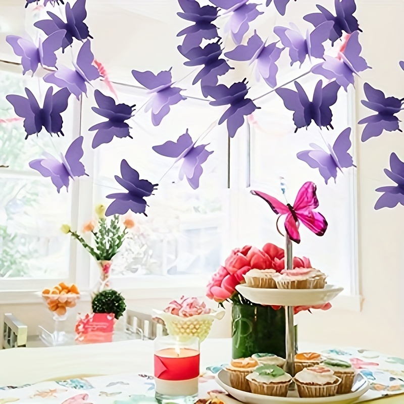 

[customer ] Purple Butterfly Garland - 3d Paper Bunting For Party, Wedding & Shower Decorations