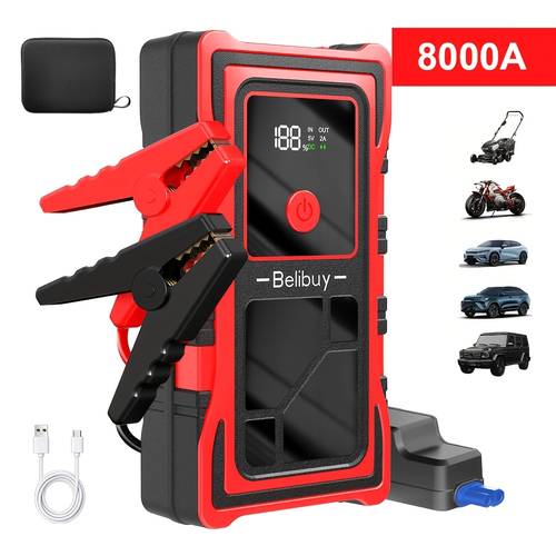 item picture 8000a portable car emergency supply battery emergency start 12v car usb led emergency light car accessory tools portable car charger essential for outdoor exploration travel