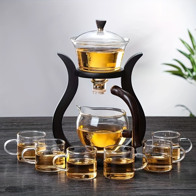 

Set, Lazy Glass Tea Set, Semi Automatic Drip With Infuser Glass Teapot Set, Magnetic Switch Teapot Teacup Set, Glassware, Drinkware, Birthday Gifts