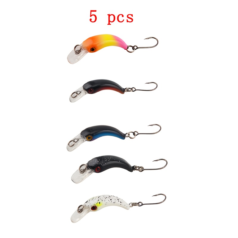 5pcs Per Set, 1.4g/4cm/0.049oz/1.57in, Micro Curved Minnow Noise Lures With Slow Sinking Single Hooks For Stream Perch And