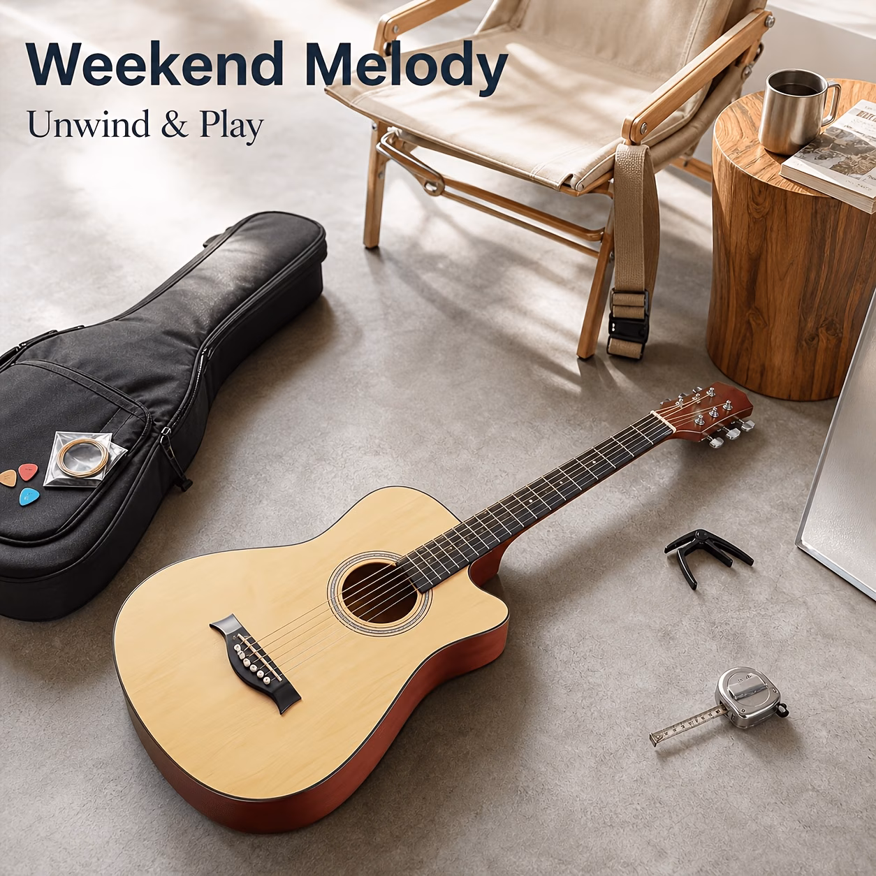 No More 38 Inch Folk Acoustic Guitar Pack with Complete...