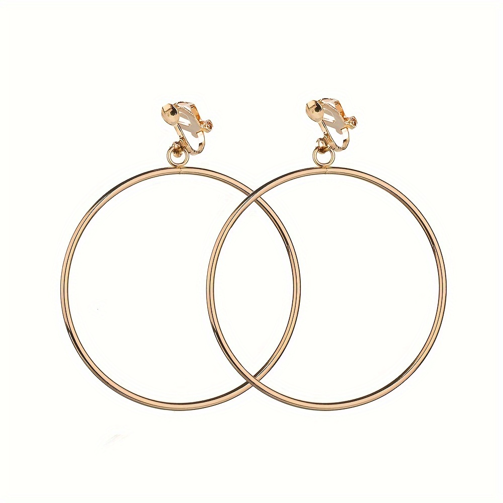 E-shop 1 Paar Metallic-Stil Kreis-Kreis Ohrringe im schlichten Stil ohne Piercing, beliebte Vintage-Ohrringe in Europa den Vereinigten Staaten