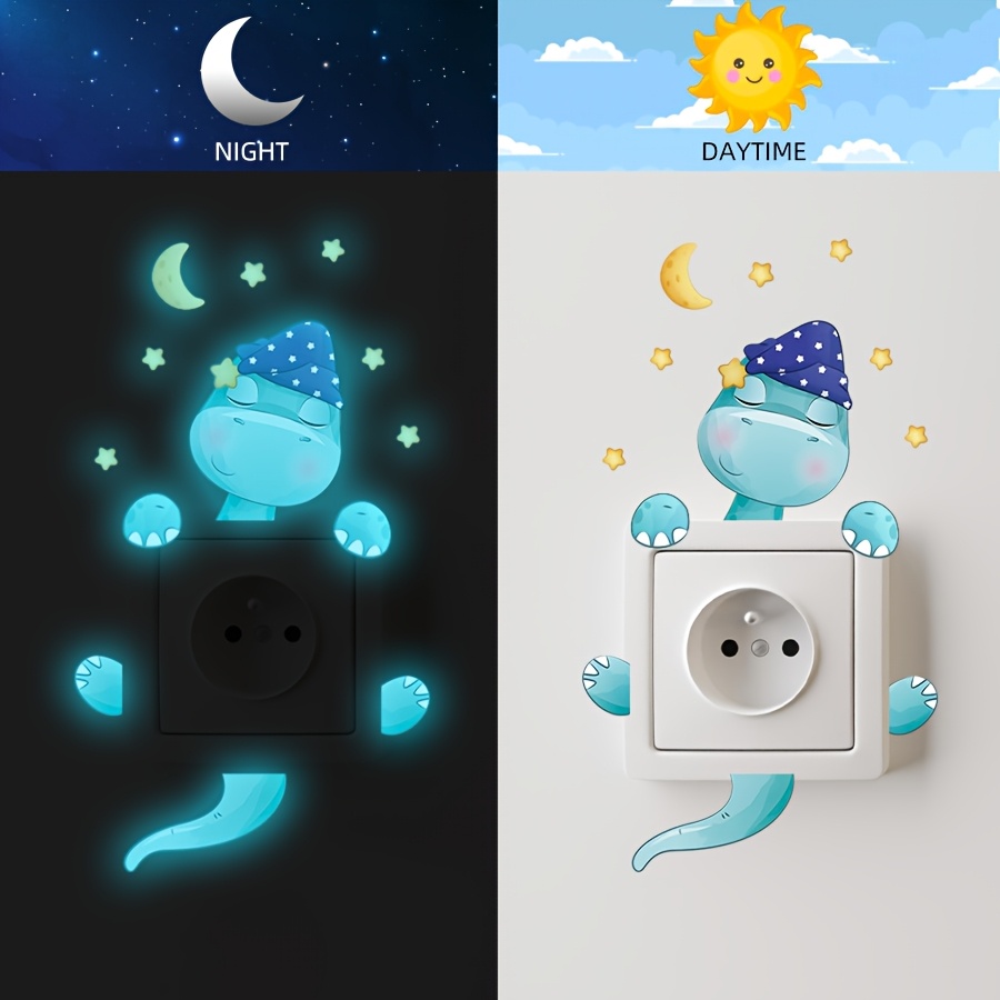 Charming Blue Glowing Dinosaur Wall Art Sticker