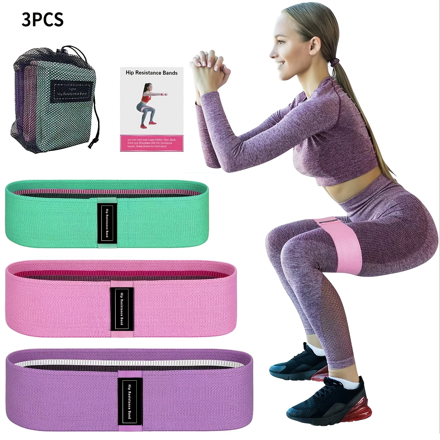 

3pcs Resistance Bands For Working Out, Exercise Bands For Women Legs And Butt, Stretch Bands For Pilates, Yoga