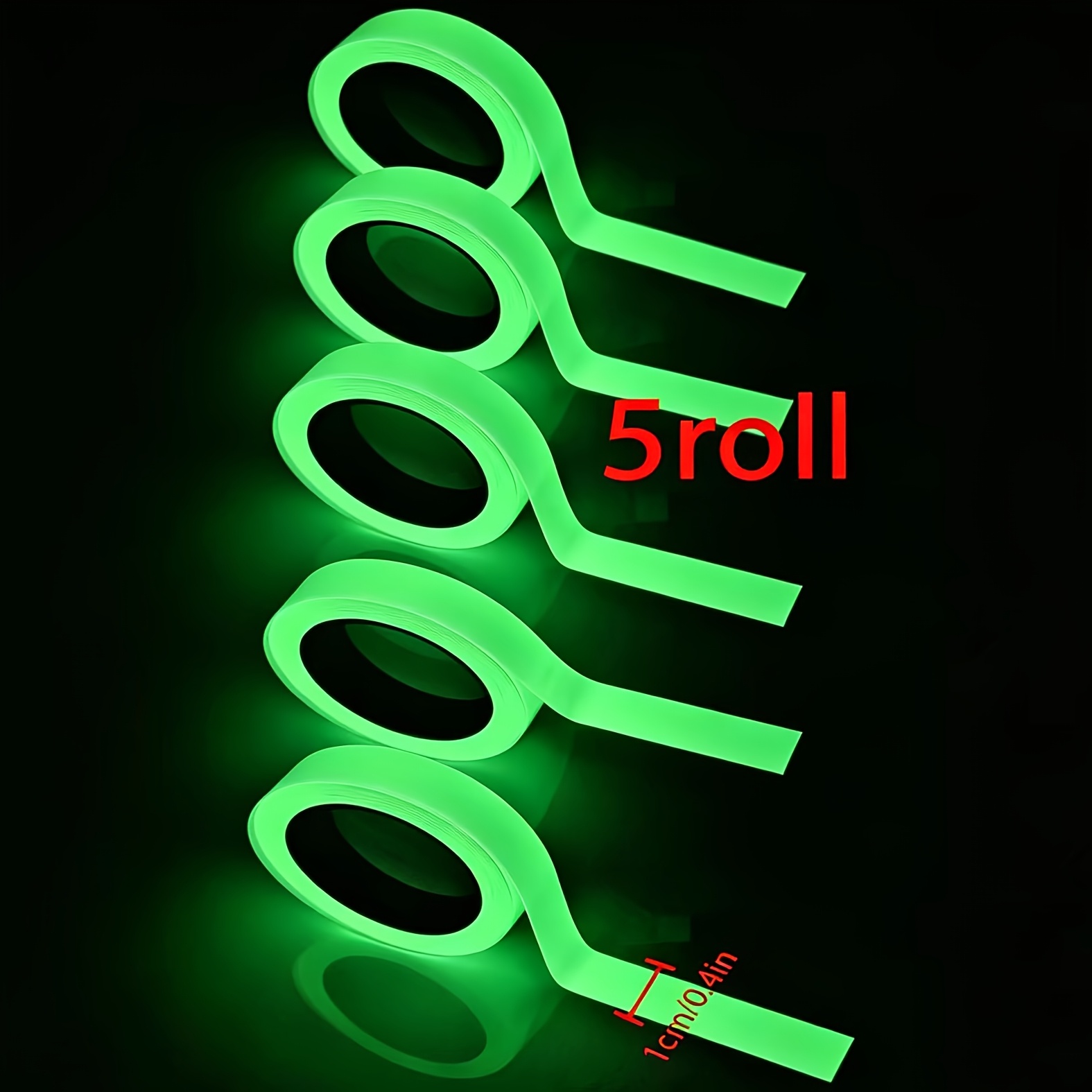 TEMU Rotoli da 5 = 15m - Nastro -, Materiale Acrilico, Progettato Specificamente per la Marcatura di Aree di come Scale, Uscite e Interruttori. per