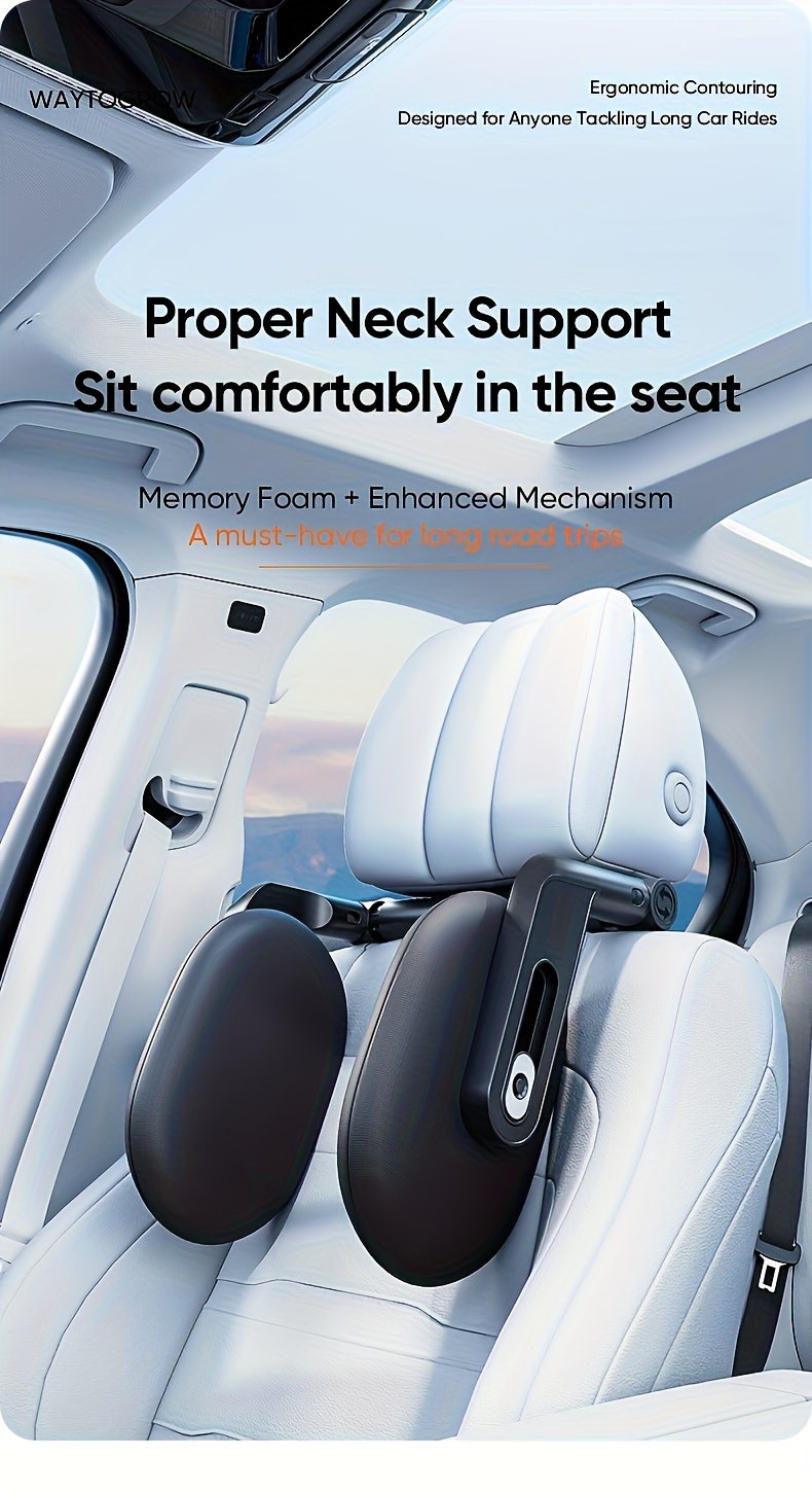 1 U-Shaped 45D Car Neck Pillow - Ergonomic Design with Three-Point Support, 360° Adjustable Breathable PU Cover, Ideal for Side Sleepers and Daily Commuting, Travel Pillow/neck Pillow, Travel Pillow/neck Pillow Airplane, Neck Cushion, Airplane Travel Accessory, Neck Travel Accessory, Neck Support Pillow