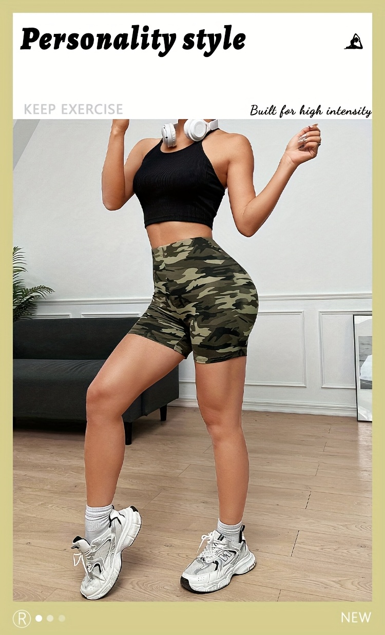 Summer 2024 Camo Print High-Waist Women's Athletic Shorts - Breathable, Slimming & Butt-Lifting for Running and Cycling