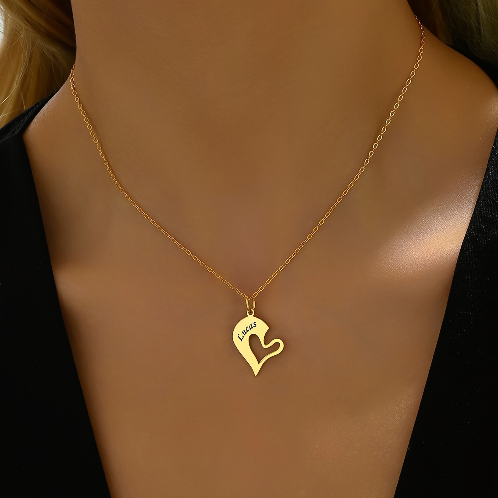 Custom Couple's Half-Heart Necklace Set