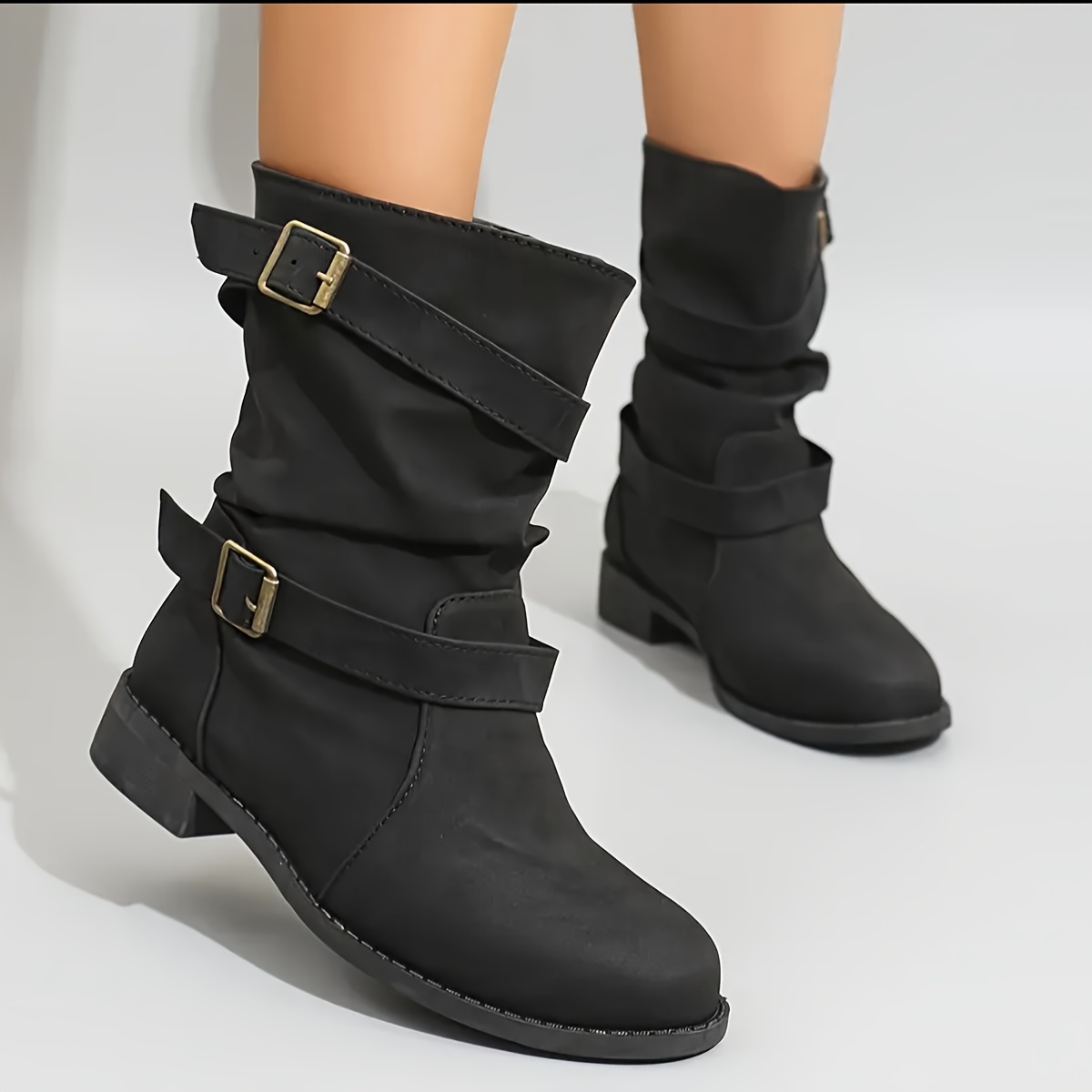 

Botte Courte d'Hiver pour Femmes, Bottines à Talon Bas et , Bottes Courtes d'Extérieur en Un Pas