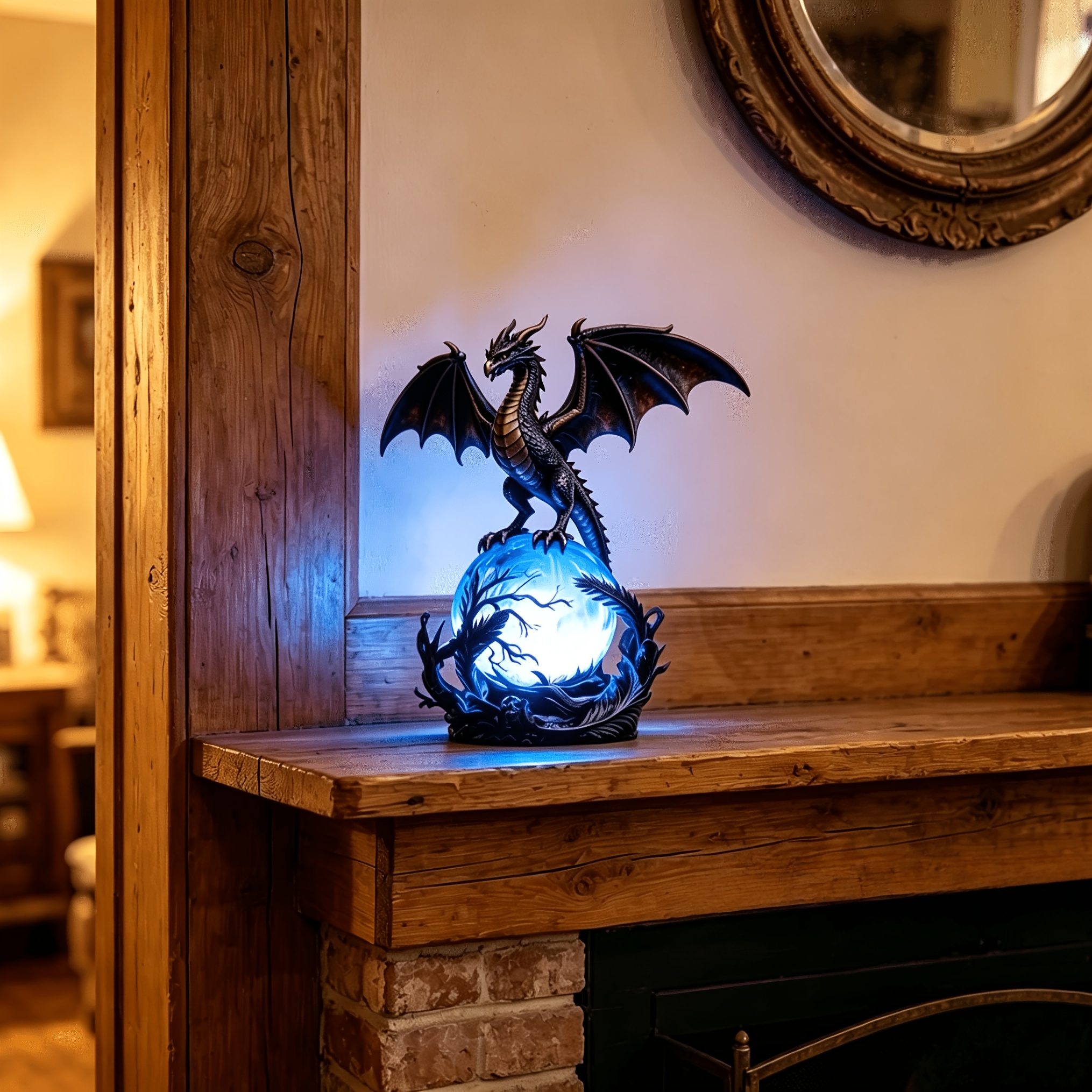 TEMU Led Gothic Usb Night Light, Resin Carving Light With Luminous Sphere, Usb Powered Environmental Light, Suitable For Bedroom, Living Room,