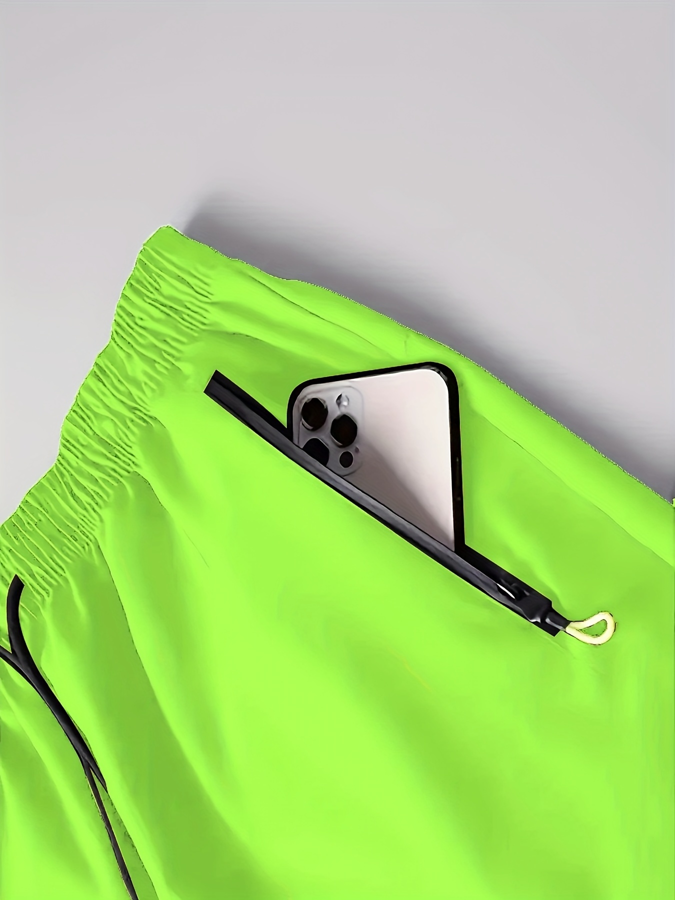 Men's Solid Quick Drying Shorts, Casual Slightly Stretch Elastic Waist Drawstring Shorts For Summer Gym Workout Training