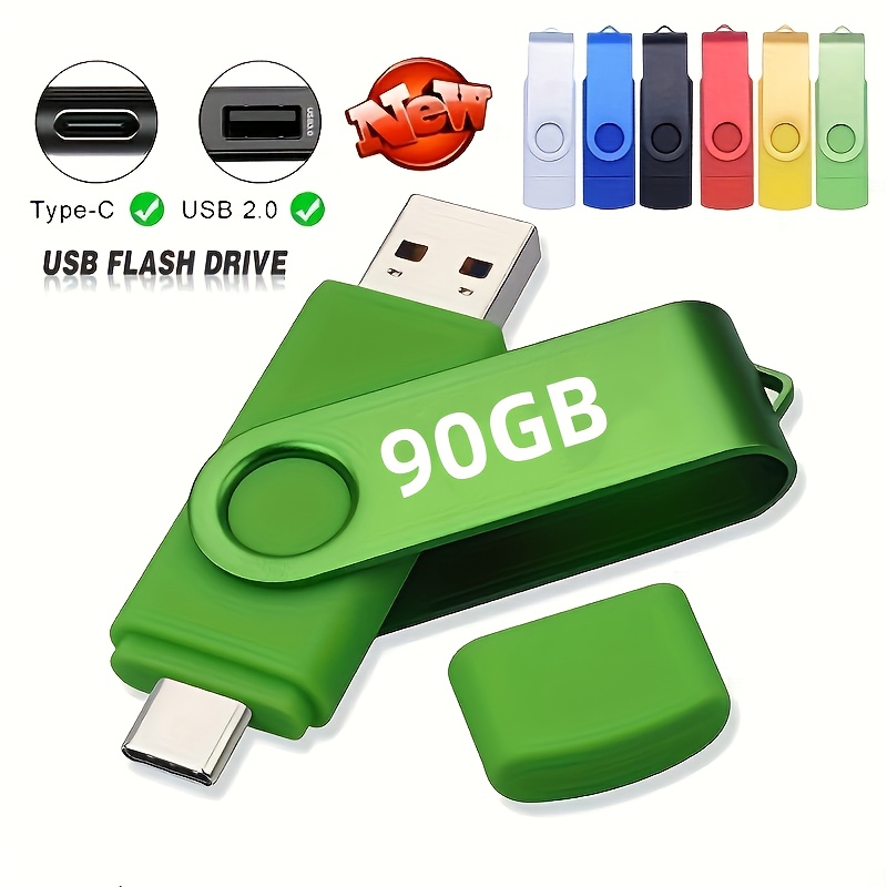 imagen del artículo Unidad Flash USB C de 90GB/64GB/16GB/128MB - Almacenamiento OTG de Alta Velocidad USB 2.0 Tipo C Dual, Unidad USB Portátil con Diseño Colorido, Duradera y Ligera para Smartphones Android