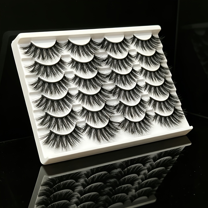 Image of 14 Pairs Of Thick Fake Eyelashes 8-15mm 3d Fake Eyelashes To Create Thick Big Eyes, With Hair For Stage, Banquet, And Party Makeup, To Create Thick Big Eyes