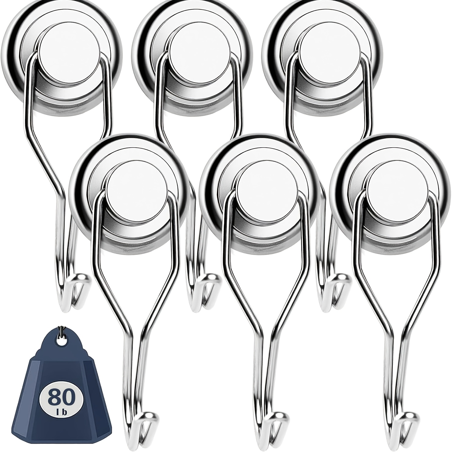 TEMU Swivel Swing Magnetic Hooks, Heavy Duty Neodymium Magnet Hooks - Great For Your Refrigerator And Other Magnetic - Pack Of 6