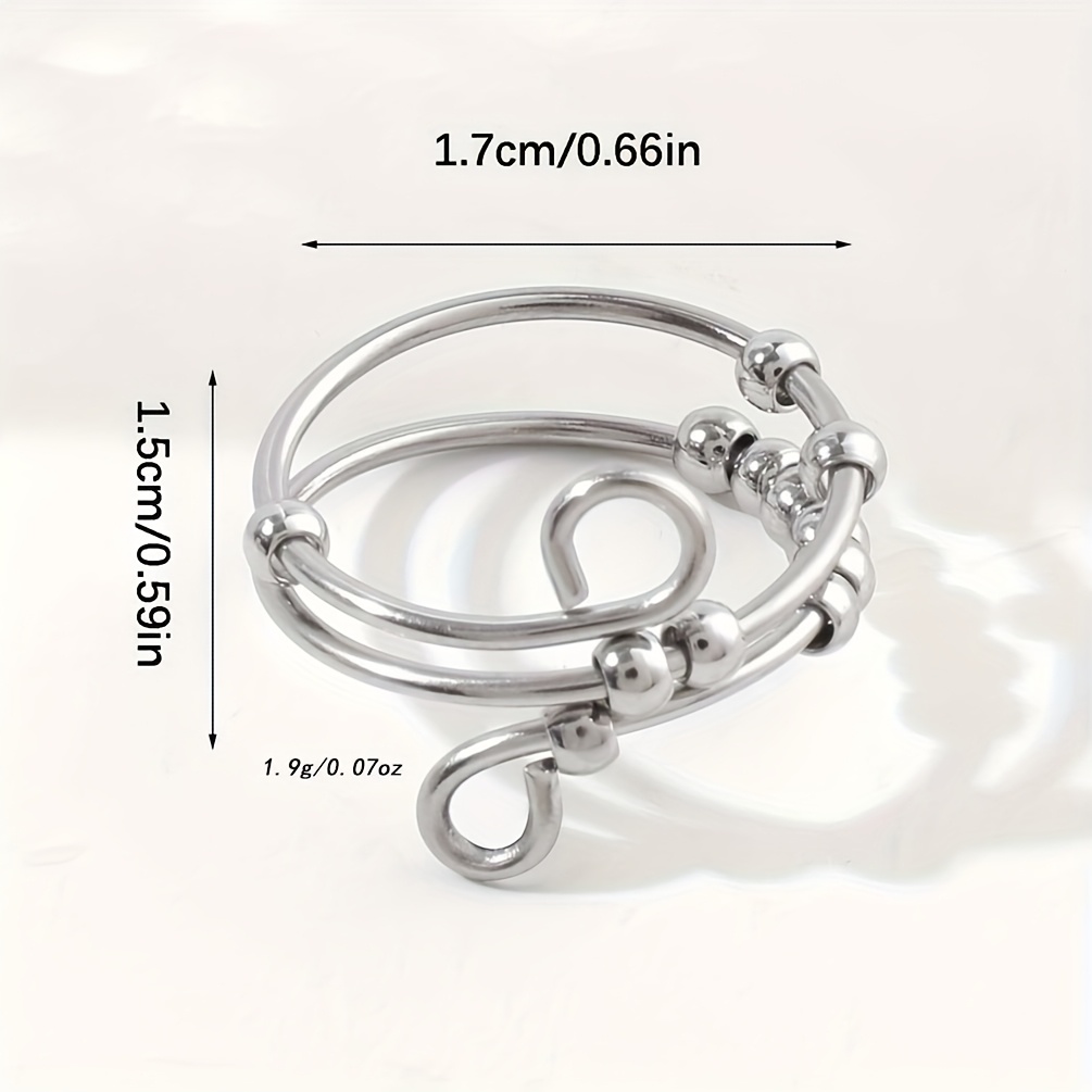 stylish versatile non fading exquisite trendy minimalist luxe elegant 304 stainless steel colorful 304 stainless steel ten small round beads rotatable anxiety relief adjustable ring for men and women suitable for outfits daily   work travel vacation wear   perfect as a gift for   holidays Product details 3