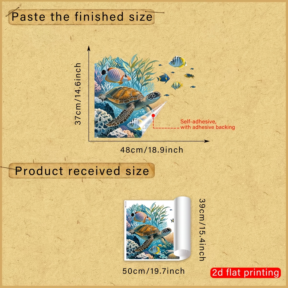 Image of 2d Flat, 1pc 2d Flat-printed Style Sea Turtle Window Sticker Creative Diy Self-adhesive Removable Double-sided Pvc Glass Sticker, For Living Room Bedroom Dining Room Door & Window Glass And Decoration
