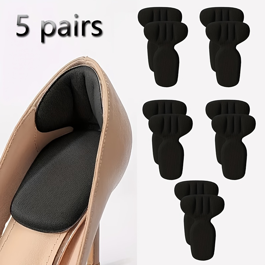 TEMU 5 Pairs Of Women's Anti-friction Heel Pads With Thickened Design, Anti-slip And Shock-absorbing Half-size Memory Foam Insoles Suitable For High