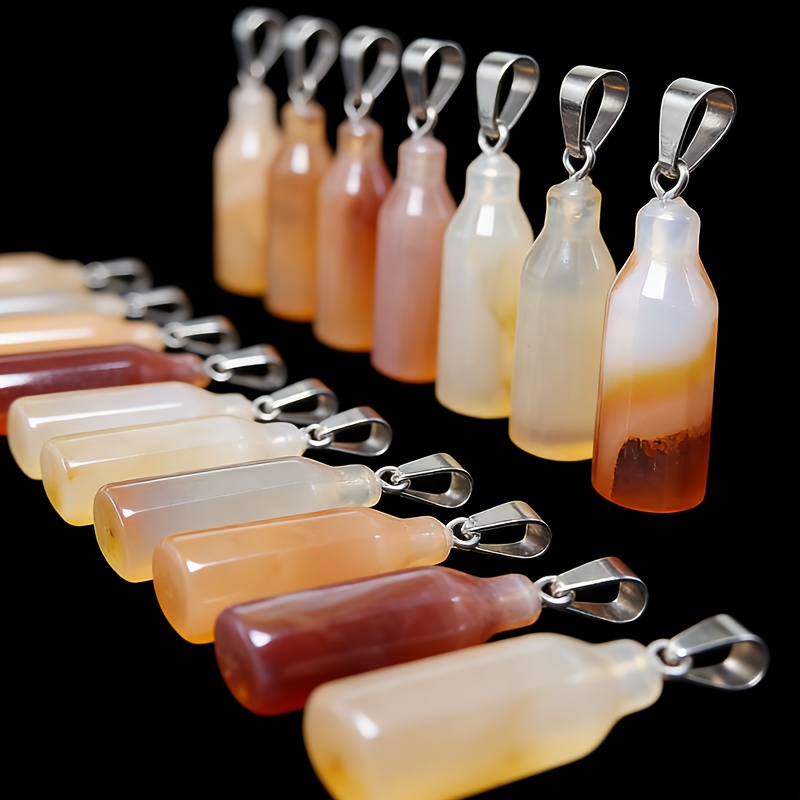 15pcs Natural Red Agate Mini Bottle Stone Pendants for DIY Jewelry