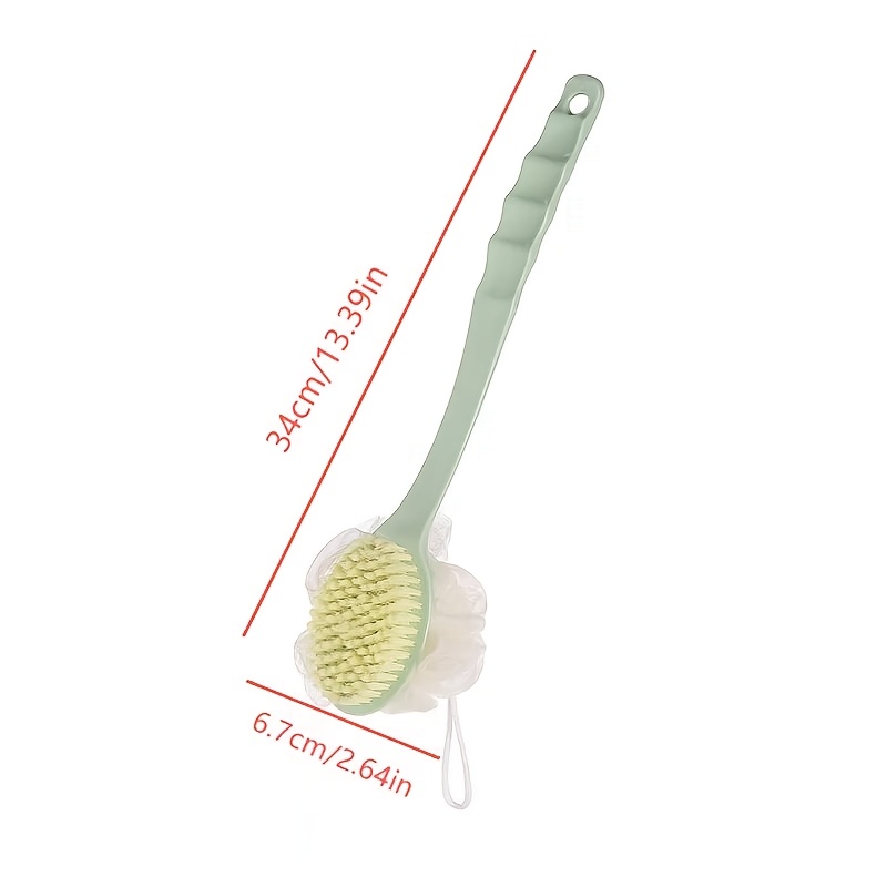1pc pink dual ended 2 in 1 scrubber body massager soft bristle exfoliating bath brush with ergonomic long handle for back bath shower portable bath body care tool no battery needed dualuse design Product details 4