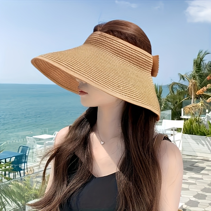 

Summer Straw Hats For Women With Wide Brims, Foldable And Breathable, Outdoor Beach Activities And Sun Protection.