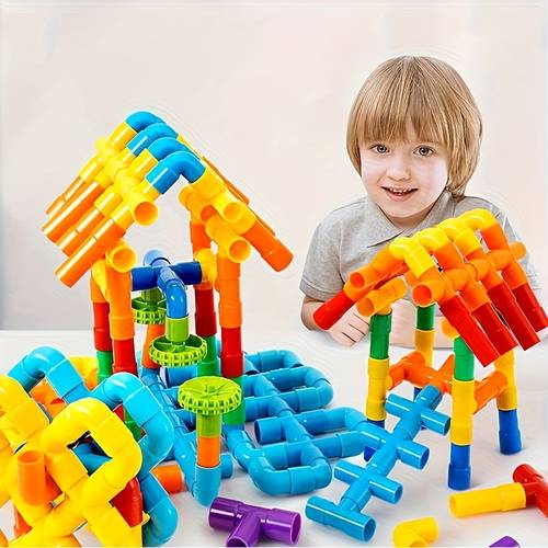 item picture 200pcs water pipe building block puzzle toy educational toy with water pipes nozzles and connectors structure an unlimited creative educational building block set creative back to school party gift suitable for halloween