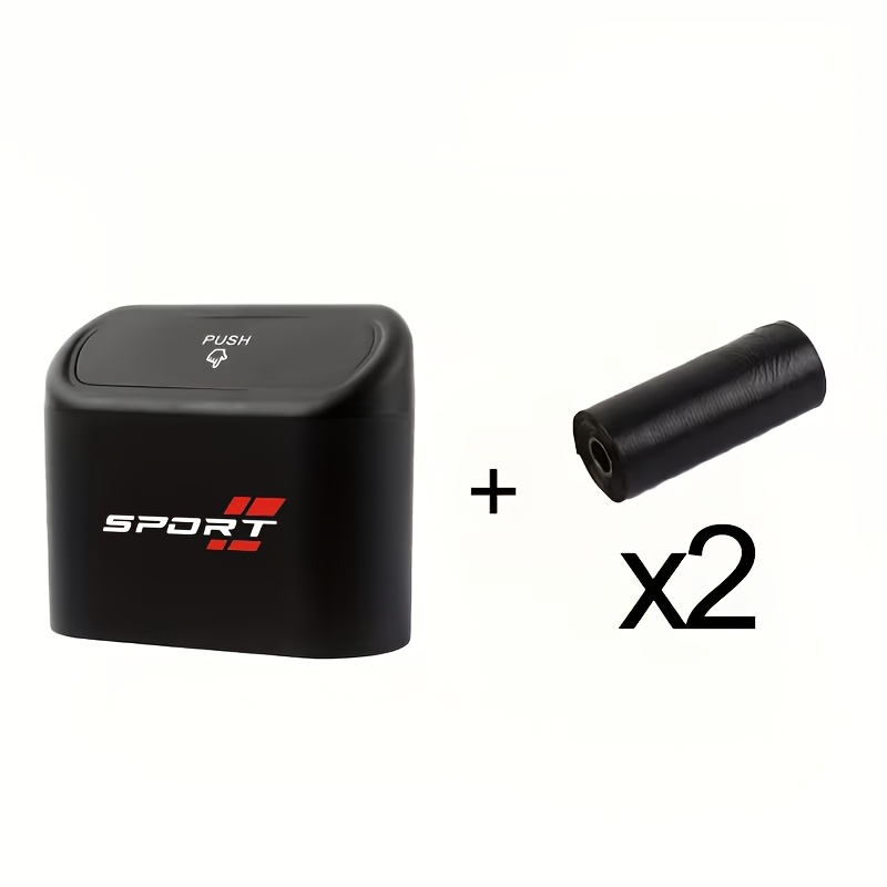 TEMU 3pcs Set: 1 Compact Car Trash Can (with Leak-proof Lid) + 2 Rolls Of 30pcs Garbage Bags. Mini Car Accessory Trash Can - Durable And Easy To