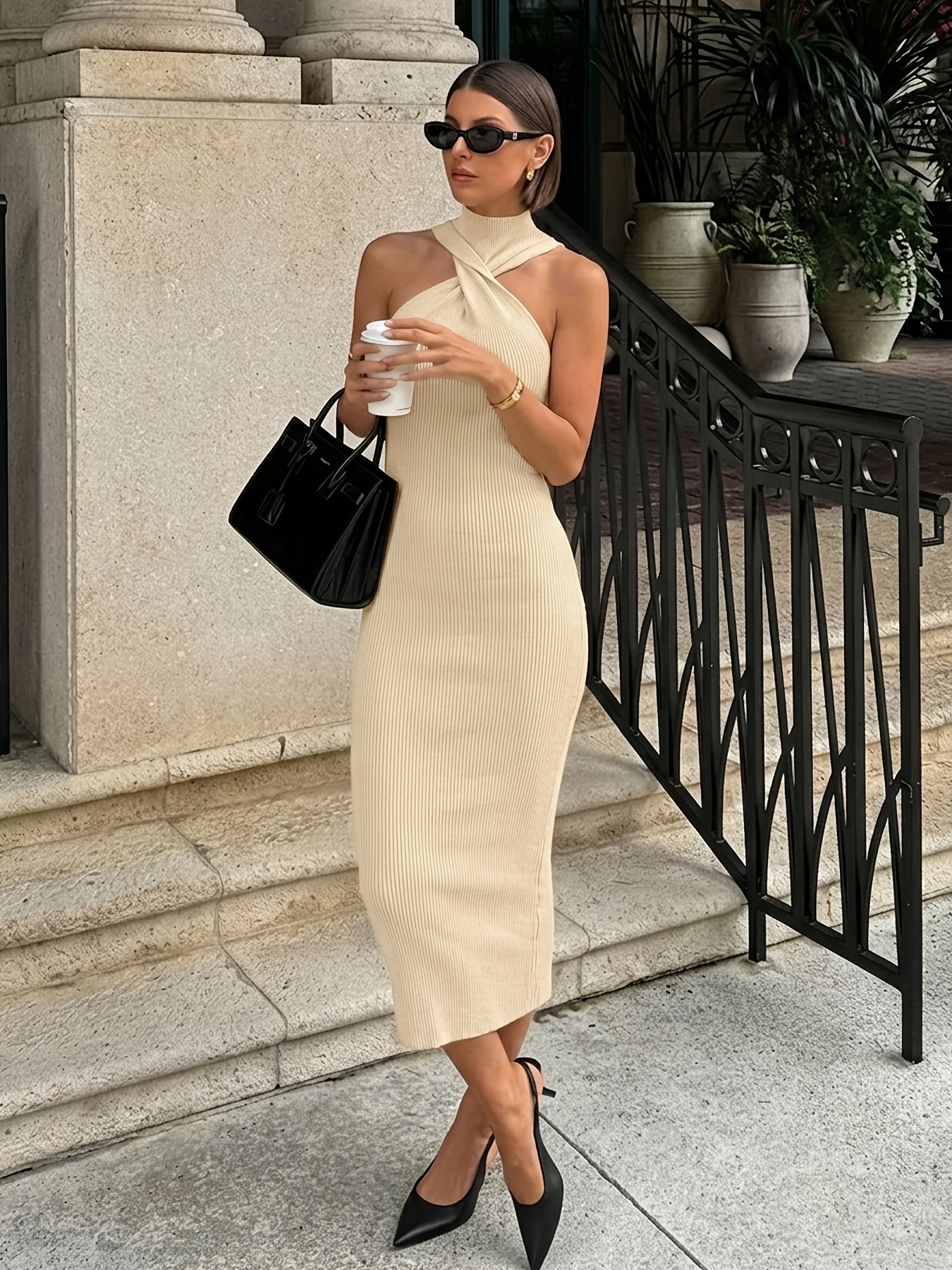 high neck dress design Contemporary Wedding Dress with High Neck White / FR 54