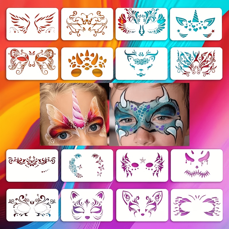 TEMU Lot de 16 pochoirs réutilisables en PET pour peinture , adaptés aux loisirs créatifs DIY, feuilles en PET lavables et durables avec modèles en