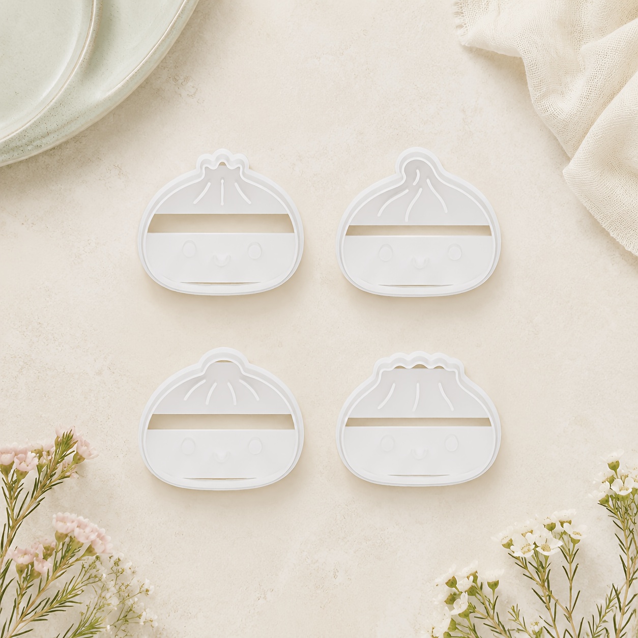 TEMU 4pcs Cute Baozi Polymer Clay Cutter, Various Cute Baozi Clay Molds, Cute Baozi Shaped Clay Molds, Suitable For Christmas, Halloween, Daily Scene
