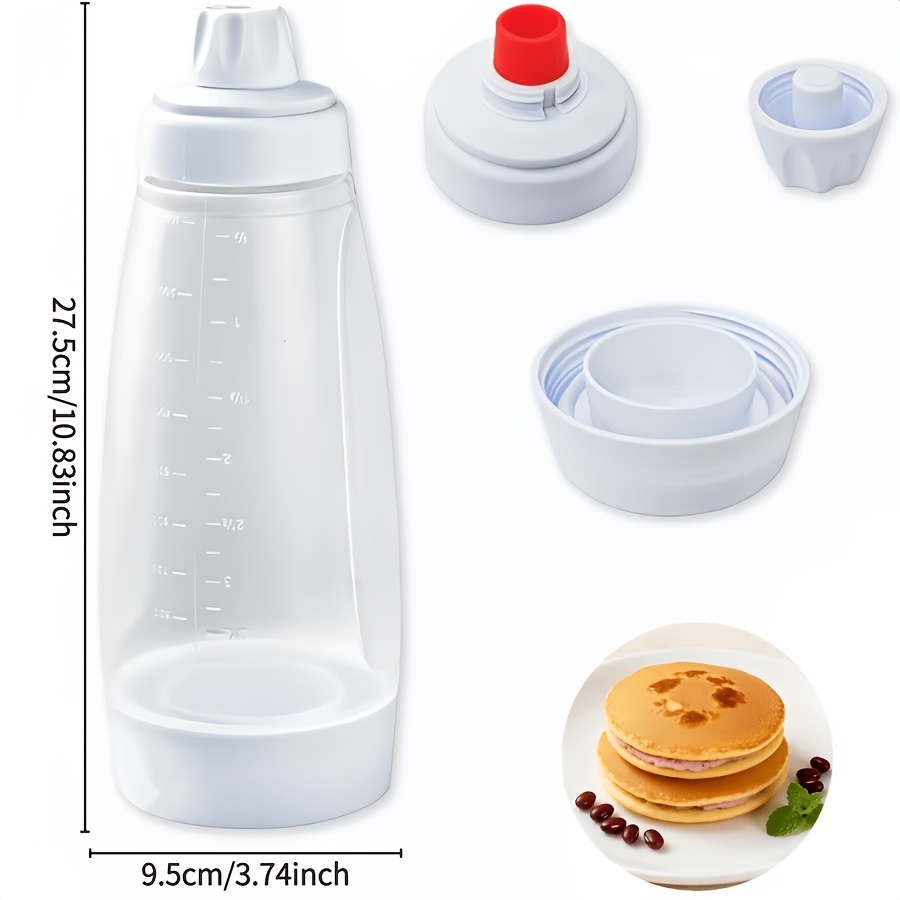 Image of 1pc 1000ml/33.8oz Pancake Sauce Dispenser And Mixer, Manual Shaking Mixing Bottle. Suitable For Cupcakes, , Cakes, And Baking