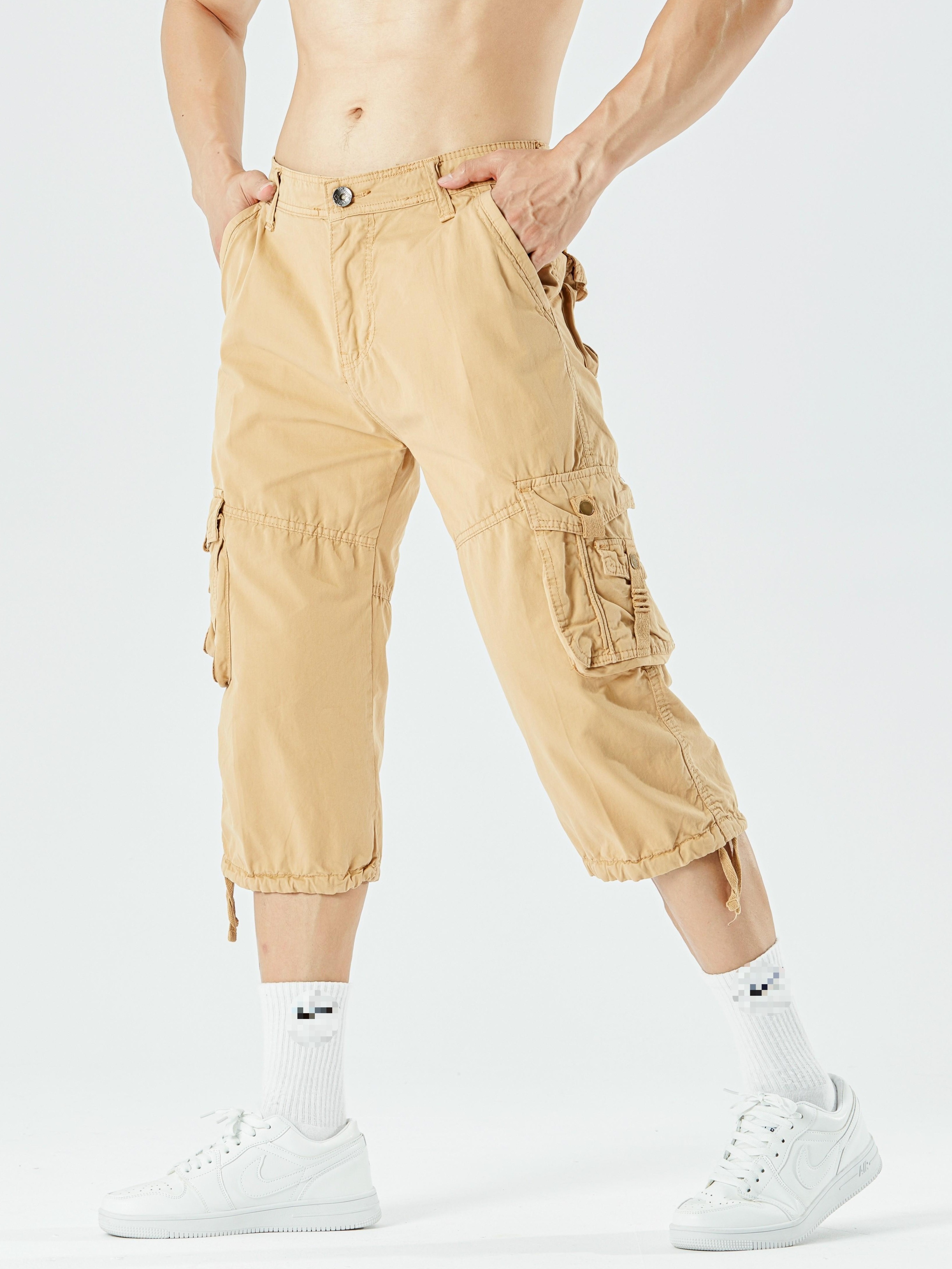 pantalones cortos cargo capri hombre bolsillos en color Temu