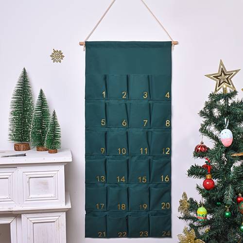 large capacity number advent calendar beige canvas wooden hanging decoration with pockets for countingdown to christmas ideal for room decor christmas party decorations
