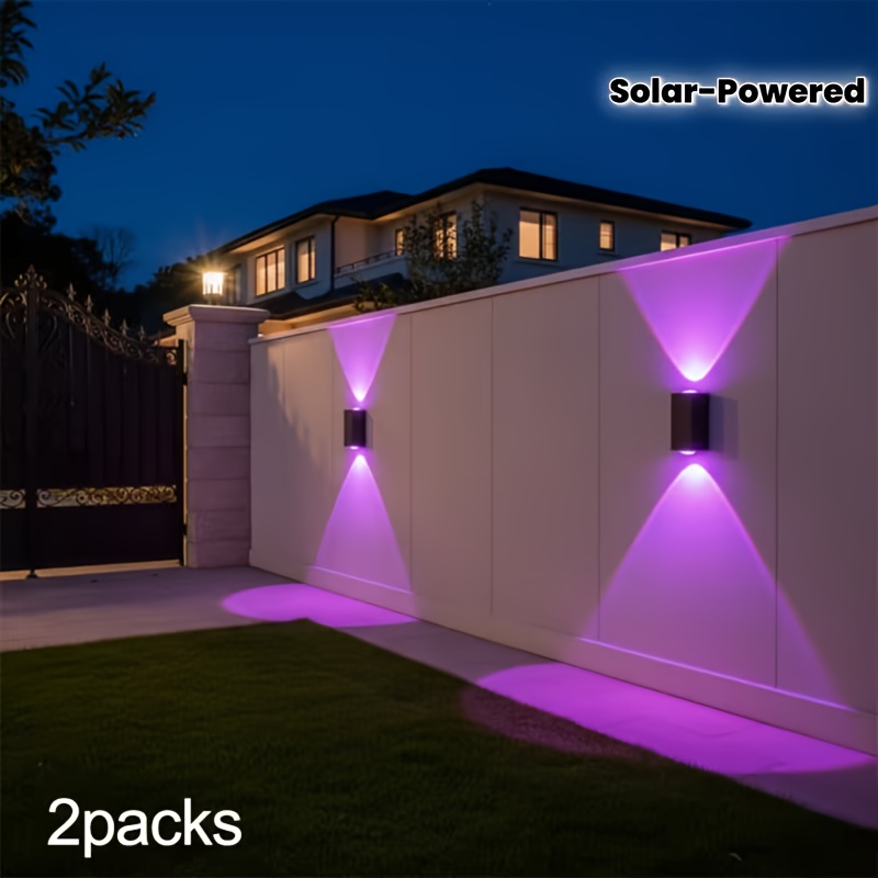 TEMU 2pcs Outdoor Wall Lamp, With Convex Mirror Wall Lamp And Led Atmosphere Lamp, With Colors From. , Very Suitable For Garden Fences, Park Walls,