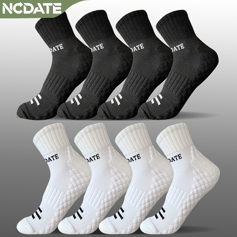 TEMU 4 Pairs Of Unisex Ncdate Solid And Ankle Socks, Breathable, Soft, Comfortable, With A Non-slip Towel Bottom, Moisture-wicking, Suitable For
