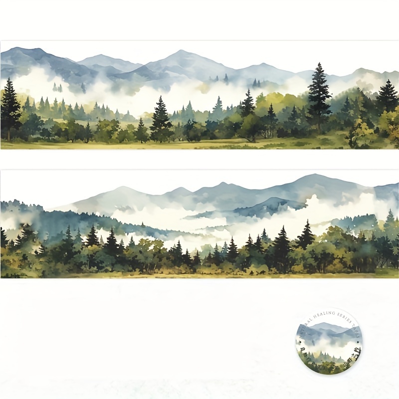 1 Roll, Landscape Washi Tape Natural Series Natural Scenery Decorative Tape Suitable For Junk Journal, Account Collage, Decorative Tape