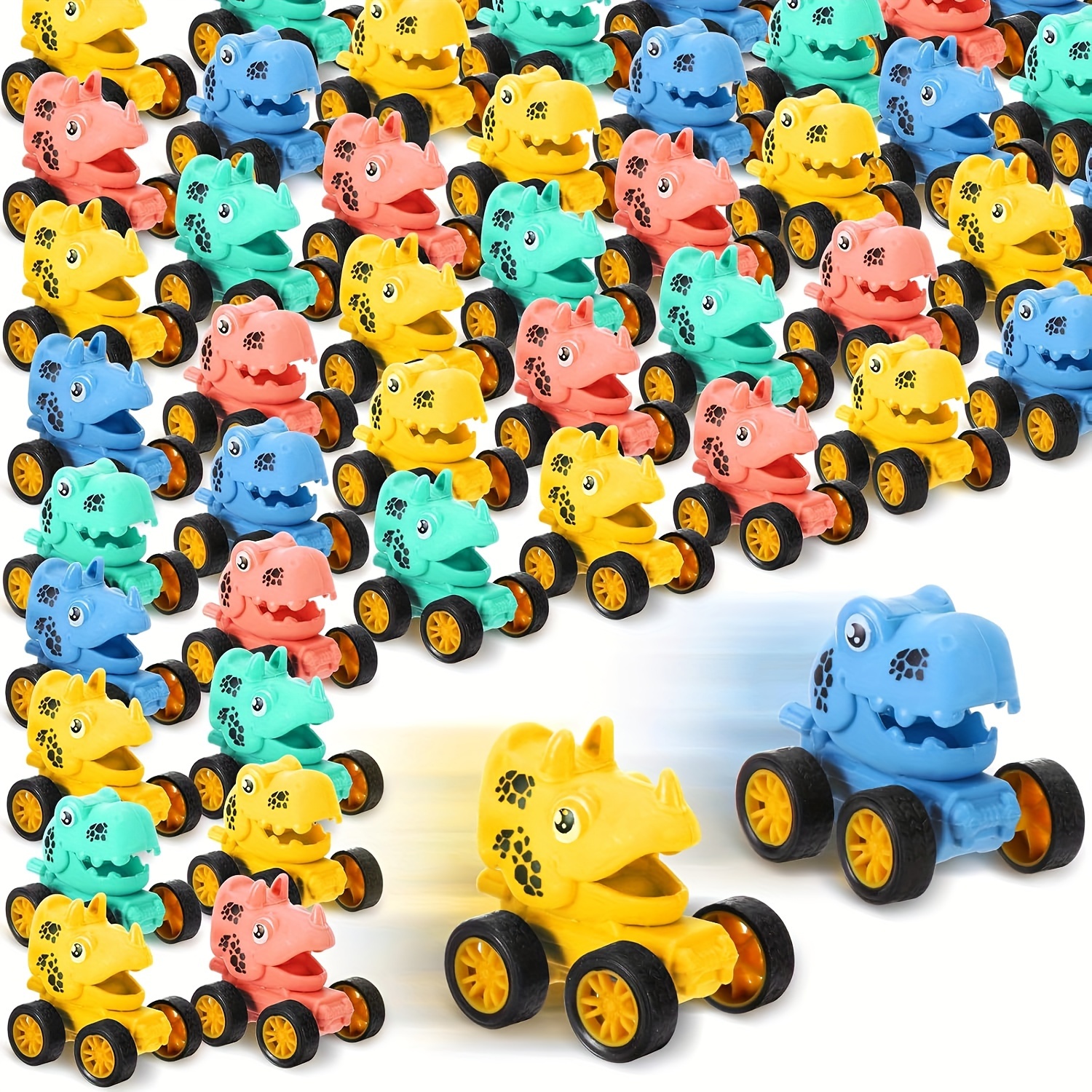 

6pcs/12pcs Mini Dinosaur Cars - Toys - Birthday Parties, Christmas Gifts, Or - Random Colors - Plastic Construction