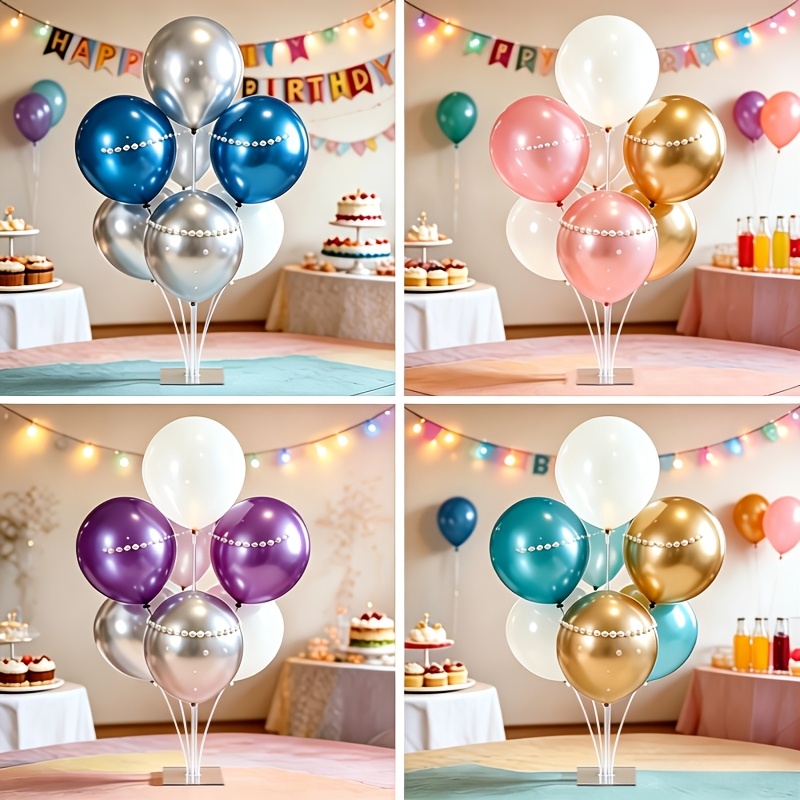 TEMU 4pcs 7-head Desktop Balloon Stand Set, Self-adhesive Floating Balloon Holder Rod, Balloon Decoration, Suitable For Weddings, Birthdays, Shower