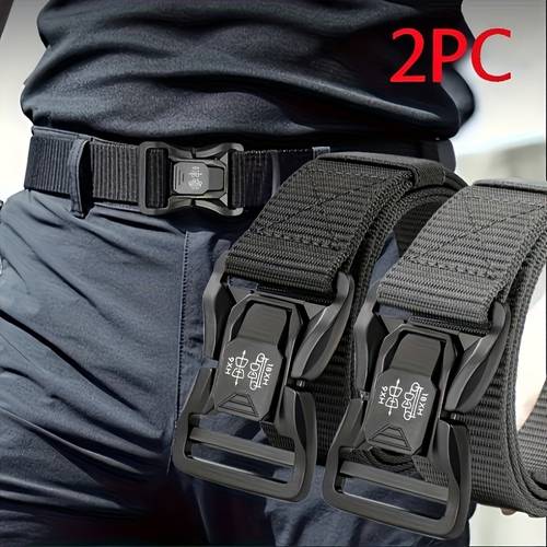 2 piezas cinturón táctico de nailon para hombre, cinturón ajustable con de rápida, cinturón multifuncional de lona de nailon resistente con costuras, cinturón táctico multicolor, para senderismo , golf, , transporte de equipo