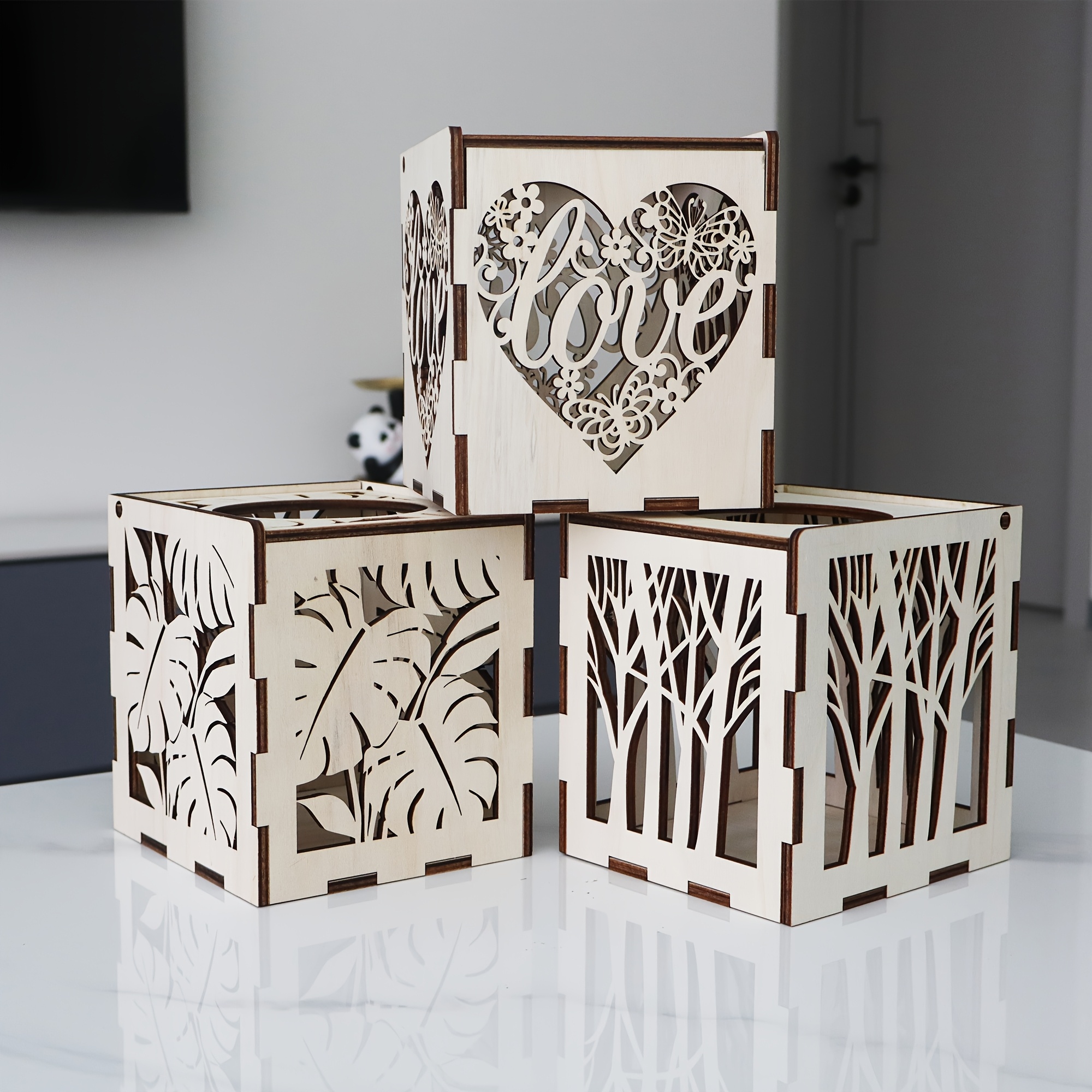 elegant laser cut wooden tissue box cover with floral     decorative cube holder for   decor   accessory floral pattern box wooden construction tissue box decor